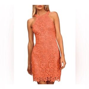Coral Pink Lace Formal Dress NWT Size S